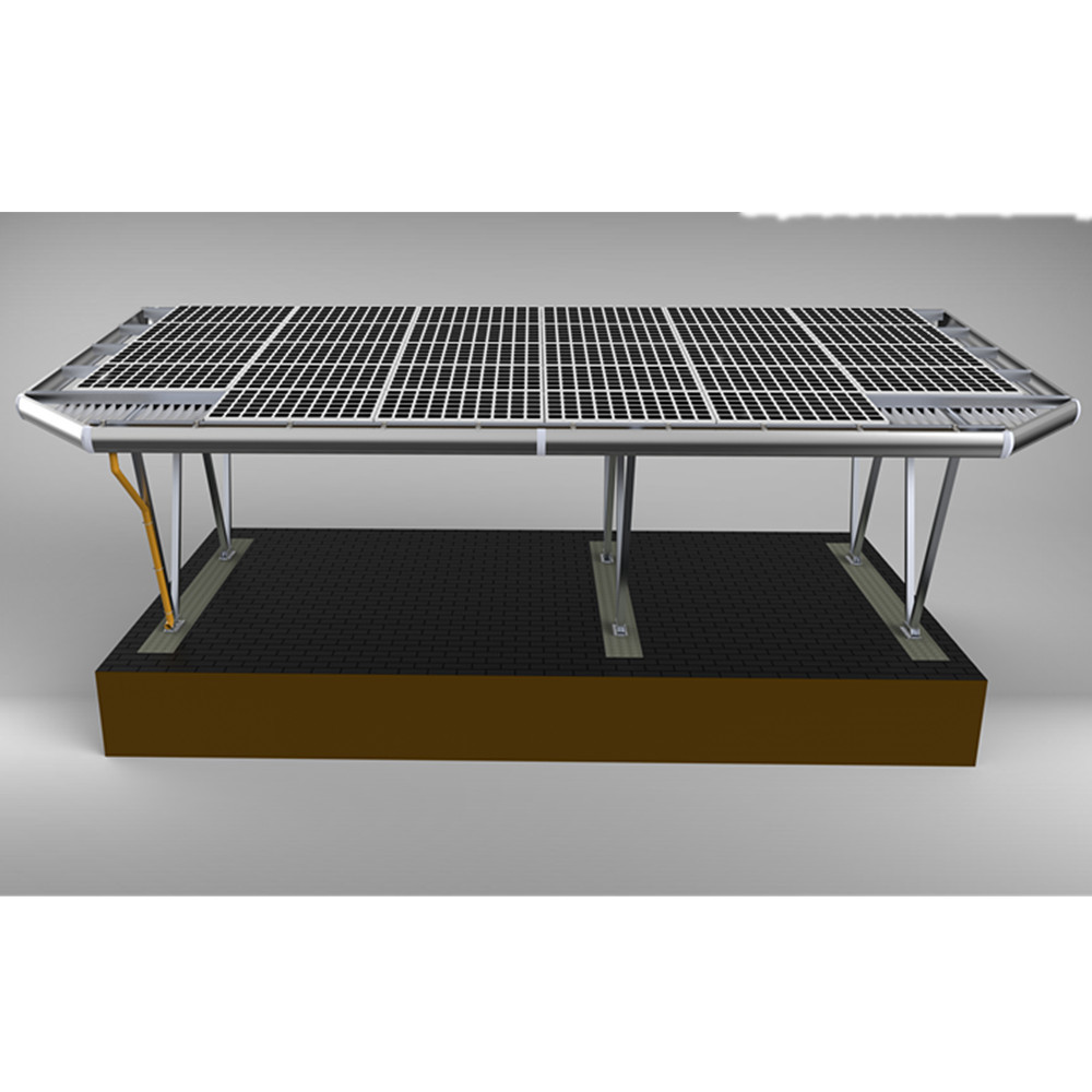 Double Row Solar Car Parking Racks Adjustable PV Panel Support System SS304