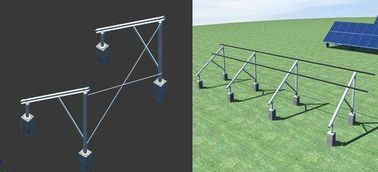 Concrete Base Solar Panel Ground Mounting Systems Double Pole Type