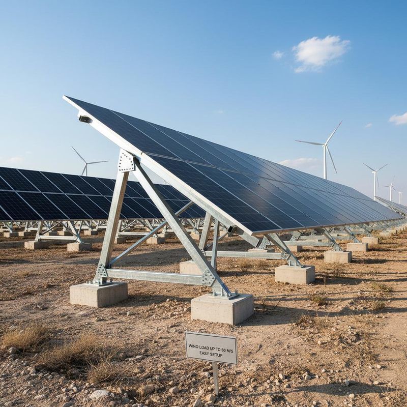 Commercial Solar Panel Ground Mounting Systems Wind Load Up To 80m s ...