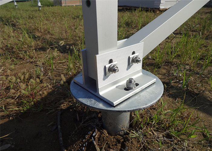 PV Solar Panel Steel Screw Piles , Aluminum Support Frame Ground Mount
