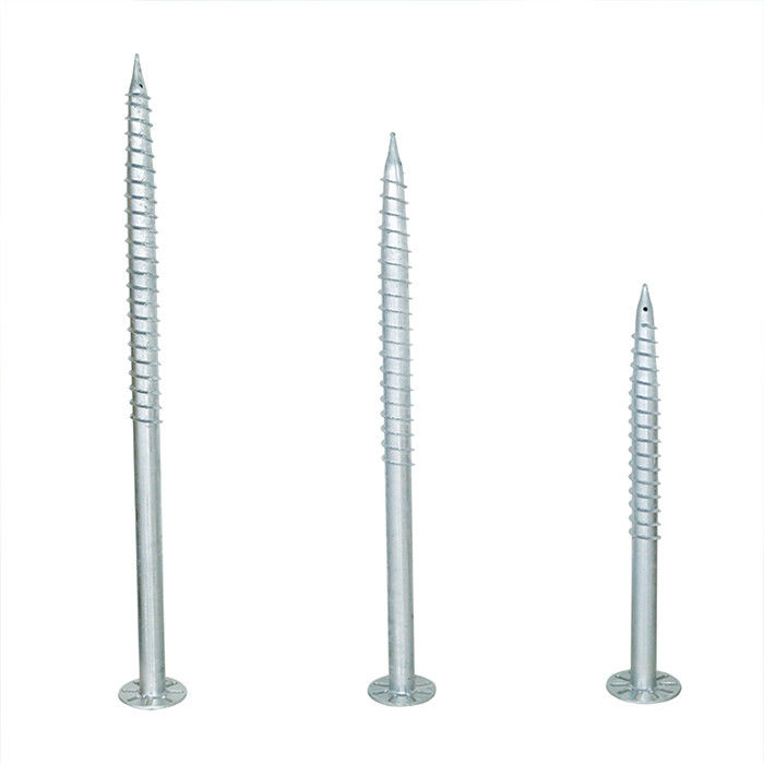 Ground Silver Screw Piles Q235 Galvanized Steel 76MM Helical Earth for Solar Ground Mounting Systems