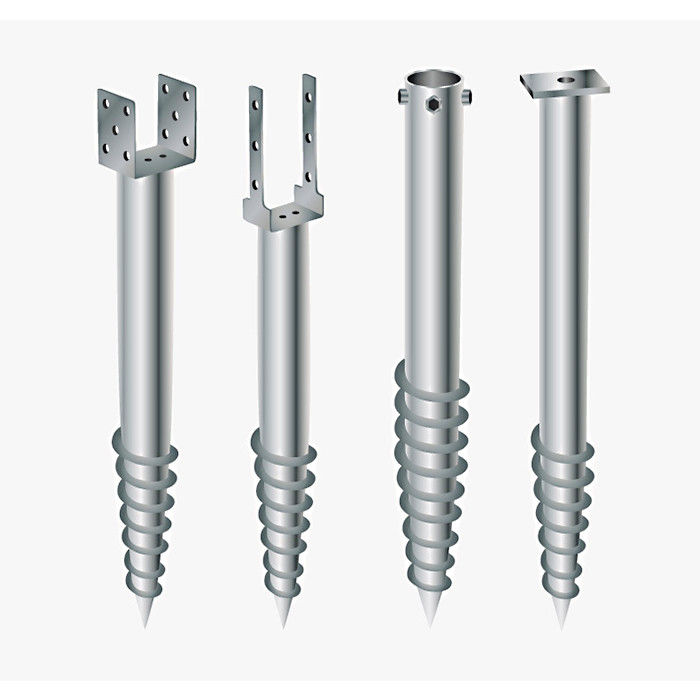Solar Mounting System Foundation Anti - Corrosion Ground Screw Piles 1800L*76Dmm Hot Dipped Galvanized Spiral Shape