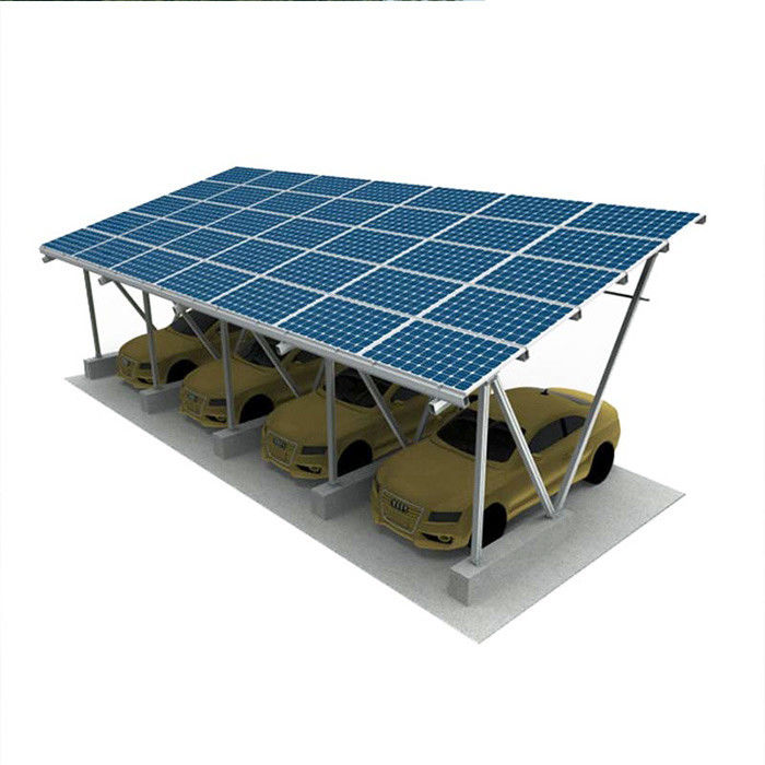 Galvanized Metal Solar Power Parking Lot Carport Structures 5deg-15deg