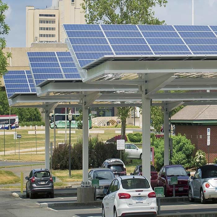 AL 6005-T5 SUS 304 Solar Carport Structures For Open Filed Projects